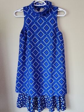 Eliza J Blue Geometric Midi Dress